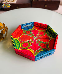 Hexagon Handpainted Tray 0054