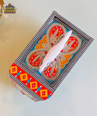 Yellow & Blue Motif Rickshaw Tissue Box Truck Art