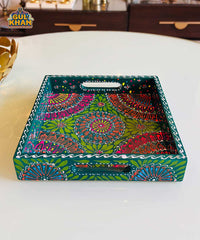 Green Semi Circle Cone Truck Art Tray (Handpainted)