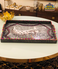 Gray Scale Tray Wooden Hand Painted 0048