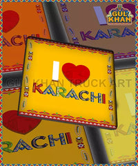 Yellow & Red I Love Karachi Printed Coaster Design