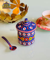 Blue Truck Art Sugar Pot & Jam Jar
