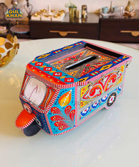 Orange & Blue Motif Rickshaw Tissue Box Truck Art