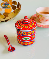 Red Truck Art Sugar Pot & Jam Jar