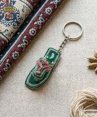 Green Traditional Chappal Keychain