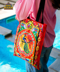 Peacock Design Printed Truck Art Tote Bag