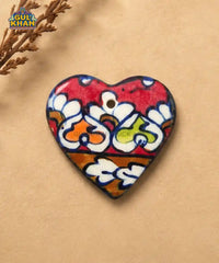 Multani Blue Pottery Heart-Shaped Floral Ceramic Magnet