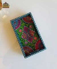 Green & Red Floral Motif Cone Truck Art Tray (Handpainted)