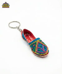 Teal Embroidered Khussa Keychain