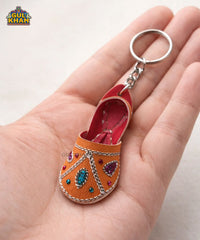 Orange Embroidered Khussa Keychain