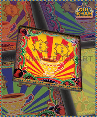 Yellow & Red Cup Printed Coaster Design