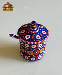 Blue Truck Art Sugar Pot & Jam Jar