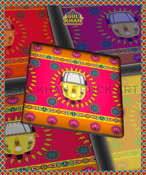Yellow & Red Rikhshaw Printed Coaster Design