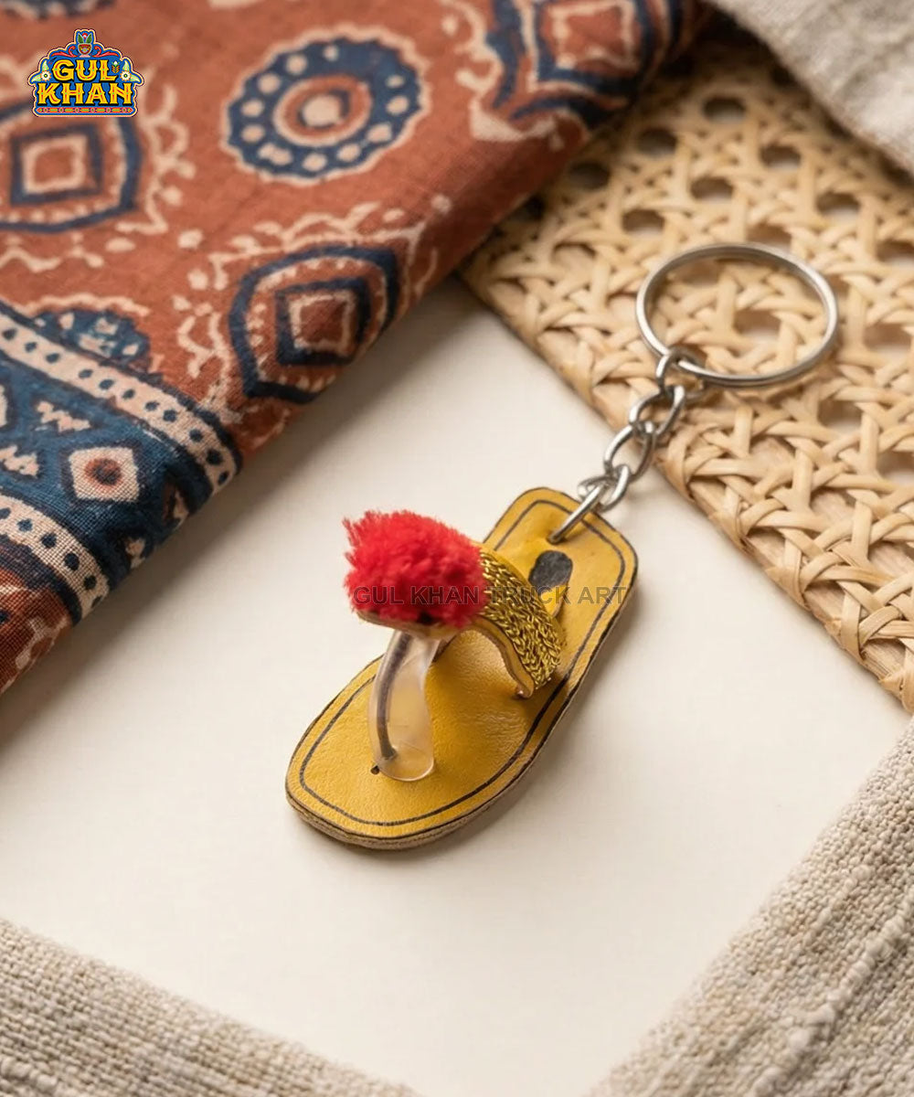 Red Kolhapuri Slipper Keychain