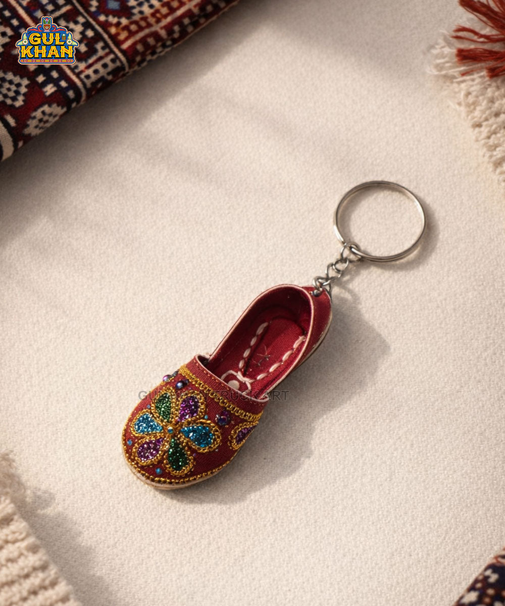 Red Embroidered Khussa Keychain