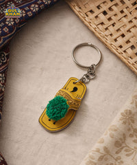 Green Kolhapuri Slipper Keychain