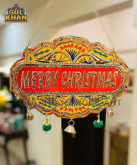Yellow & Red Merry Christmas Truck Art Wall Hanging
