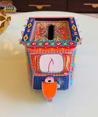 Orange & Blue Motif Rickshaw Tissue Box Truck Art