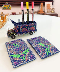 Cone Art Dark Blue Coaster & Truck Set Design