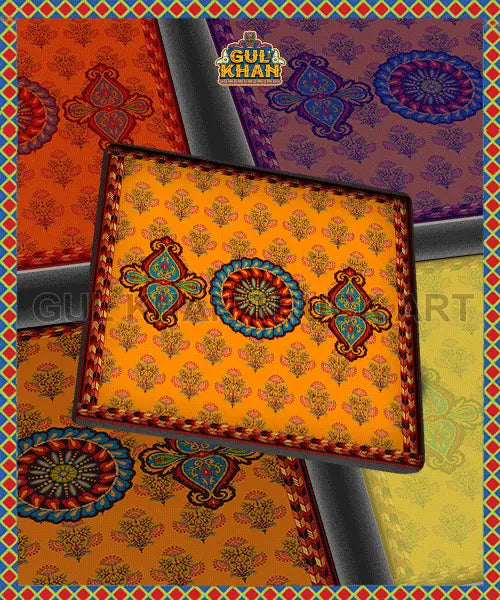 Red & Blue Motif Printed Coaster Design