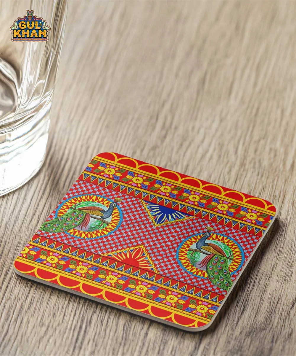 Peacock Printed Truck Art Coaster Design