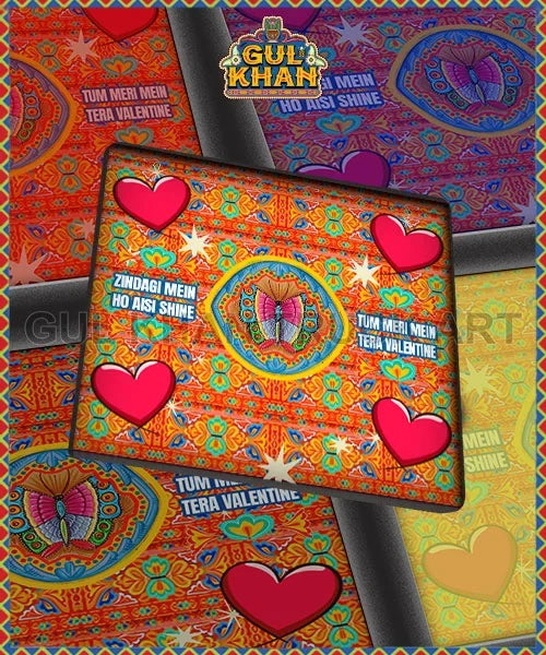 Heart & Butterfly Printed Coaster Design