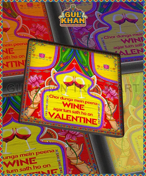 Chordonga Mein Peena Wine ( Valentines Day) Printed Coaster Design