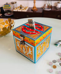 Yellow & Red Truck Art Money Box Gullak