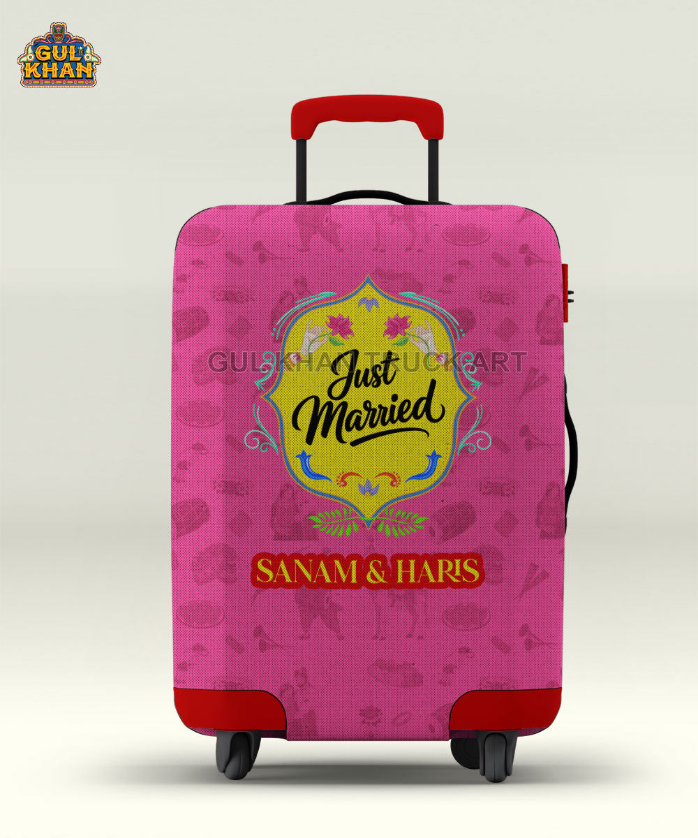 Just Married Art Trolley Bag Cover ( Customizable )