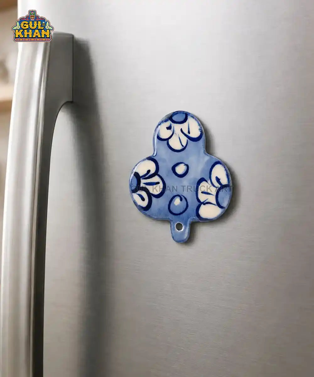 Multani Blue Pottery Floral Leaf Ceramic Magnet