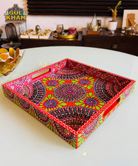 Red Semi Circle Cone Truck Art Tray (Handpainted)