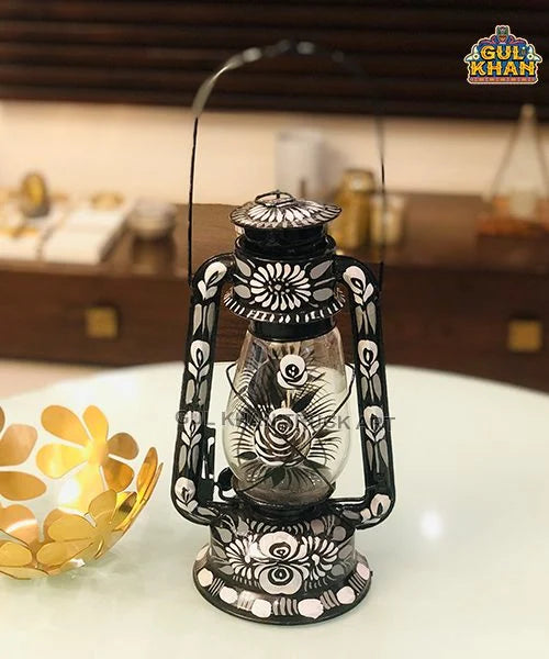Gray Scale Handpainted Lantern 2230