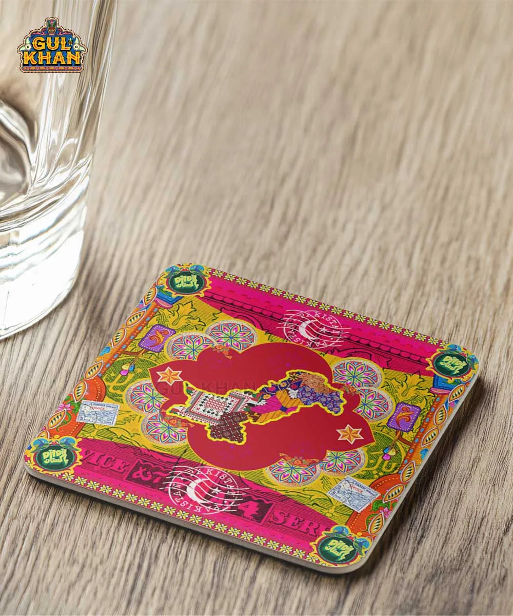 Red Pakistan Map Coaster Design