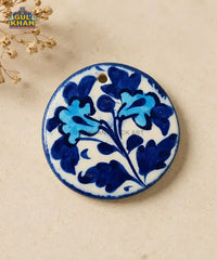 Multani Blue Pottery Round Floral Ceramic Magnet