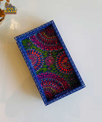 Dark Blue & Red Floral Motif Cone Truck Art Tray (Handpainted)
