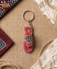 Red Peshawari Chappal Keychain