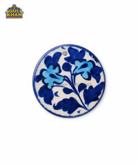 Multani Blue Pottery Round Floral Ceramic Magnet
