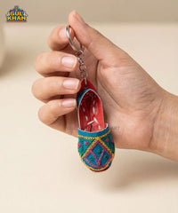 Teal Embroidered Khussa Keychain