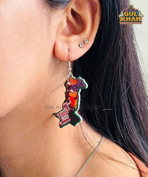 Pakistan Map Ear Rings