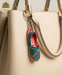 Teal Embroidered Khussa Keychain