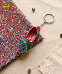 Teal Embroidered Khussa Keychain