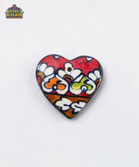 Multani Blue Pottery Heart-Shaped Floral Ceramic Magnet