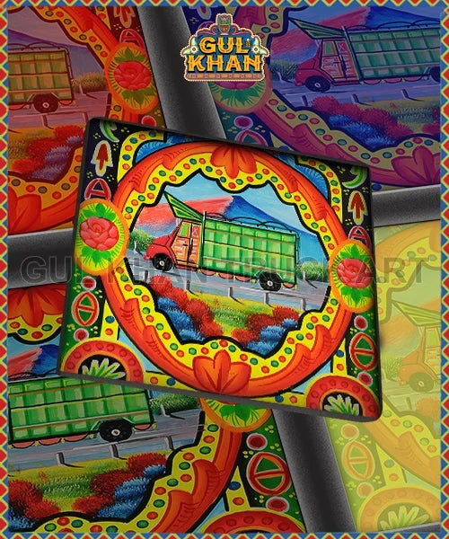Green Truck Printed Coaster Design