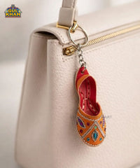 Orange Embroidered Khussa Keychain