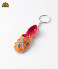 Orange Embroidered Khussa Keychain
