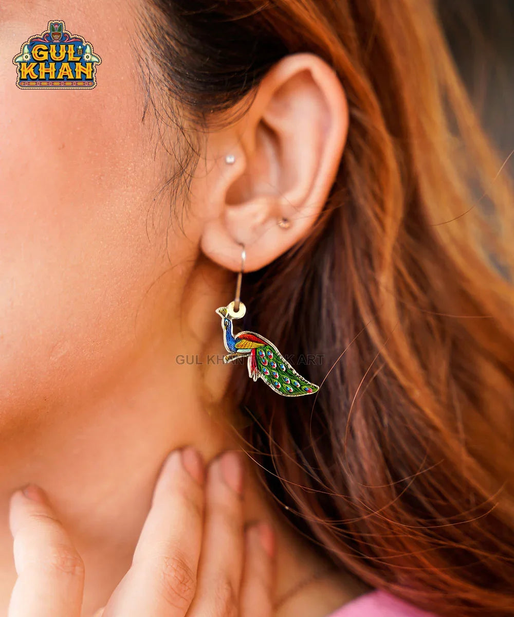 Peacock Metal Ear Rings