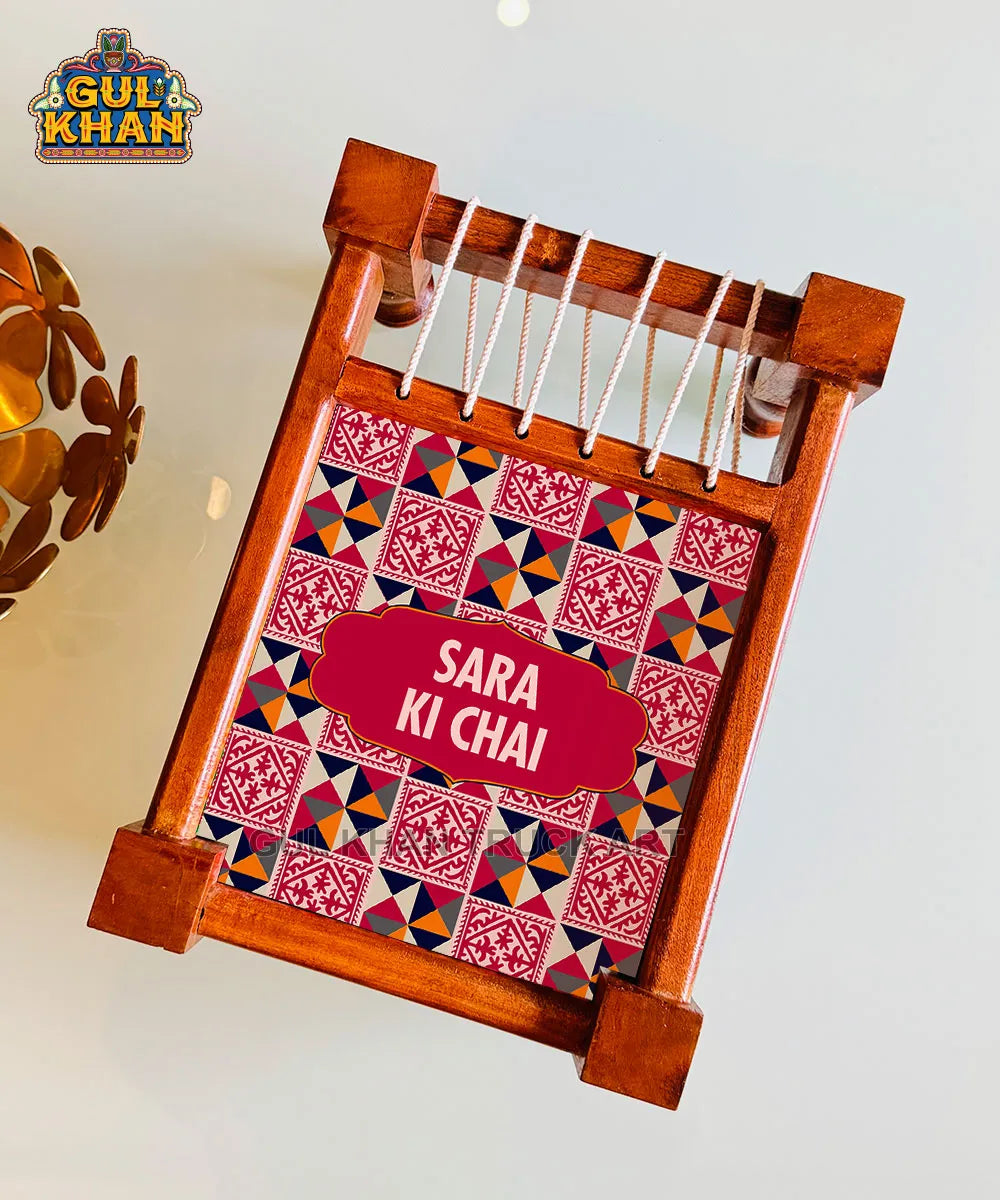 Sindhi Ralli Inspired Charpai Tray Printed Design (Customizable) 01
